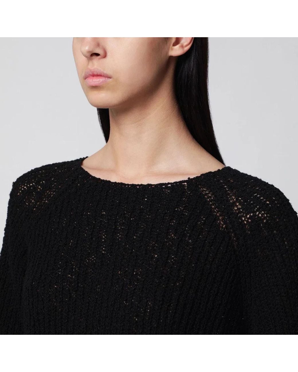 DUNST Black Looseknit Cottonblend Top