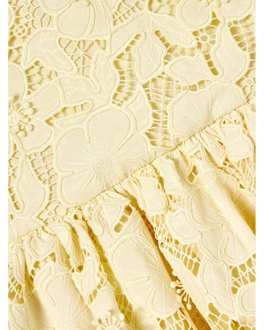 Self-Portrait Yellow Sleeveless Lace Dress