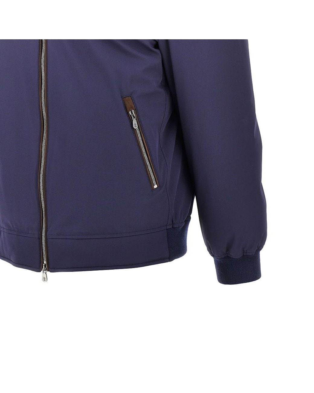 Brunello Cucinelli Blue Stretch Nylon Down Jacket for men