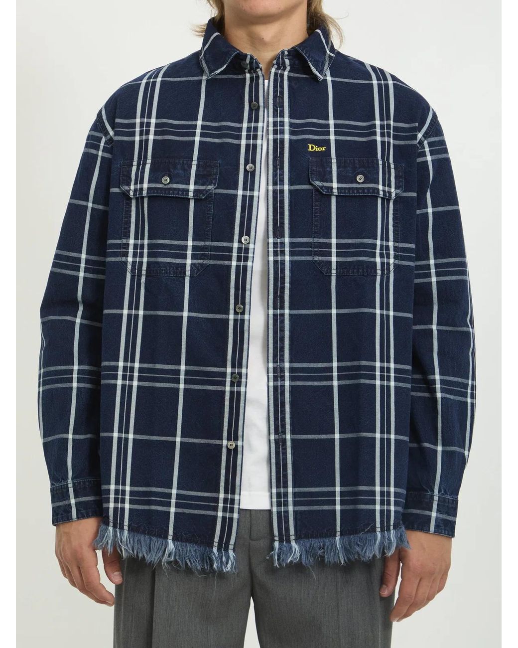 Dior Blue Checkered Shirt-Jacket for men