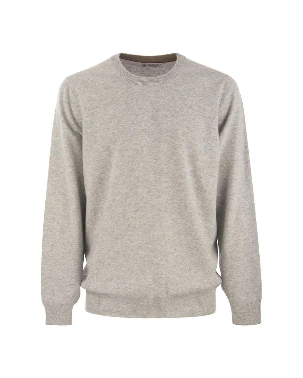 Brunello Cucinelli Gray Hazeltnut Crew-Neck Sweater for men