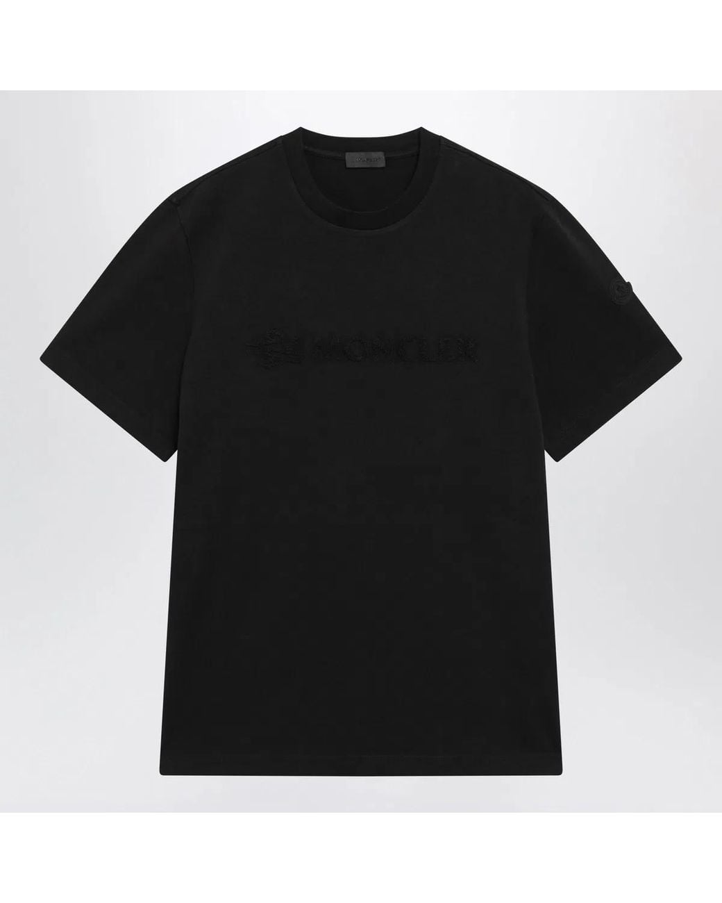 Moncler Black Cotton Jersey Logo T-Shirt for men