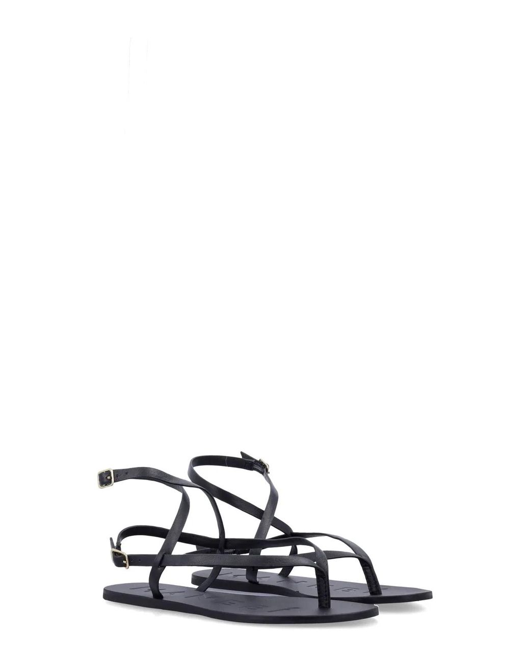 Manebí Black Manebi Leather Thong Sandals