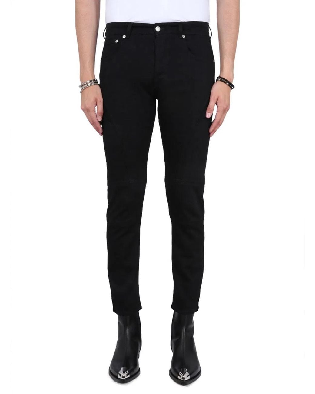 McQueen Black Biker Jeans for men