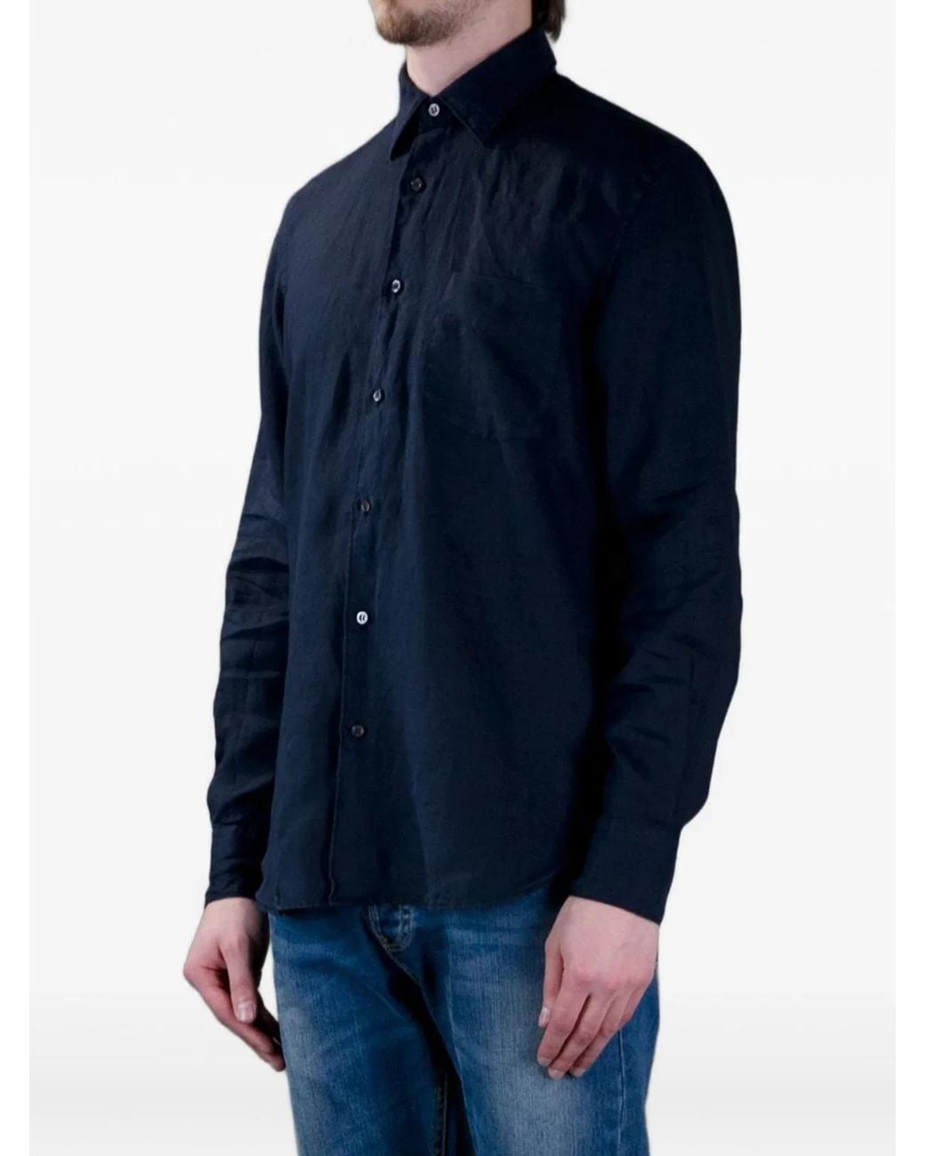Aspesi Blue Linen Shirt for men
