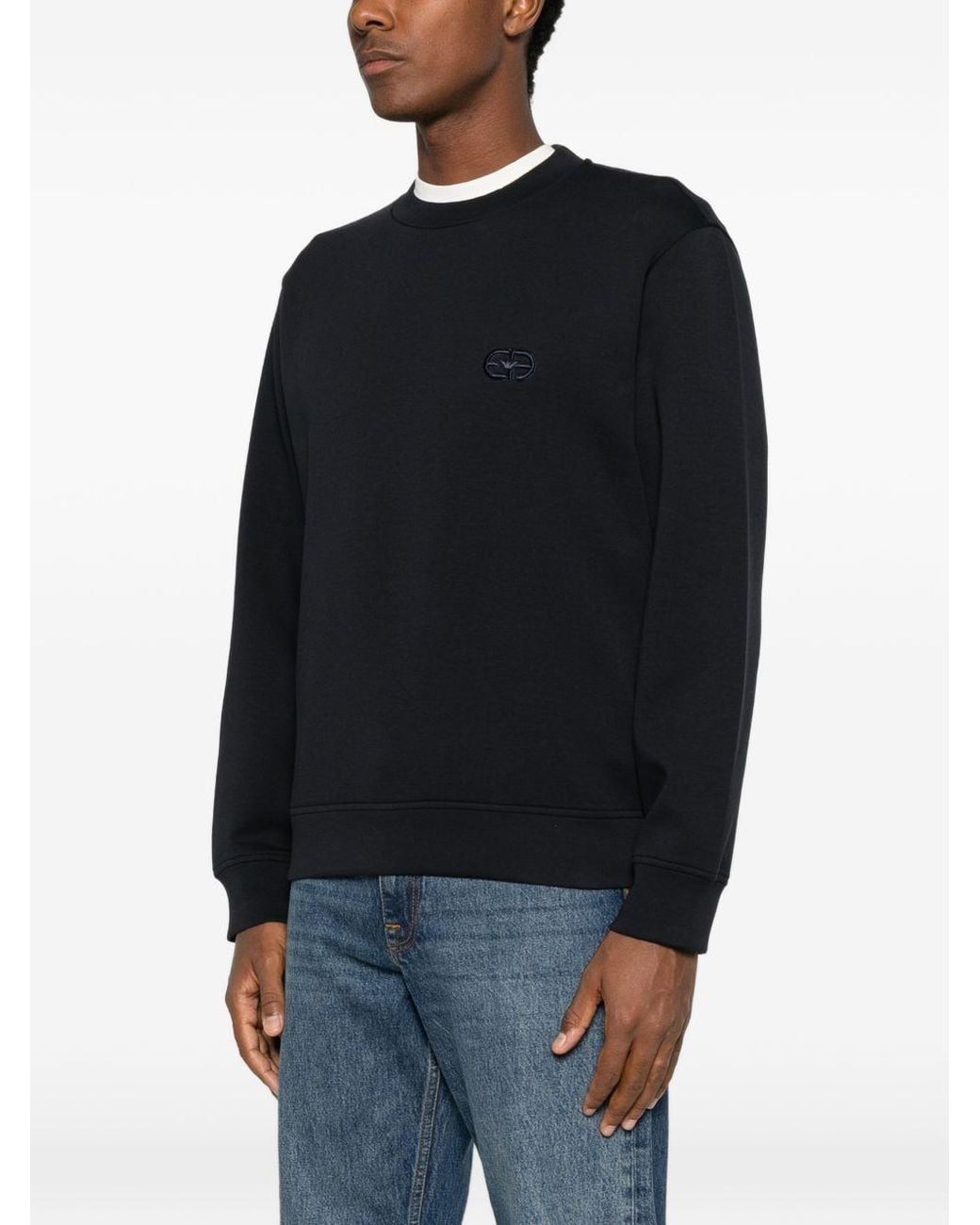 Emporio Armani Black Logo Cotton Sweatshirt for men