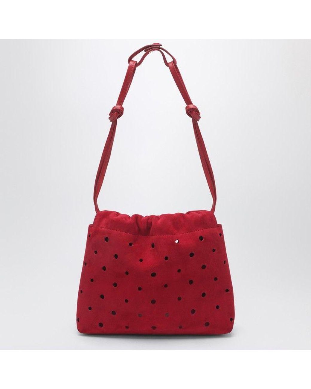 MANU Atelier Red Romy Perforated Suede Pouch