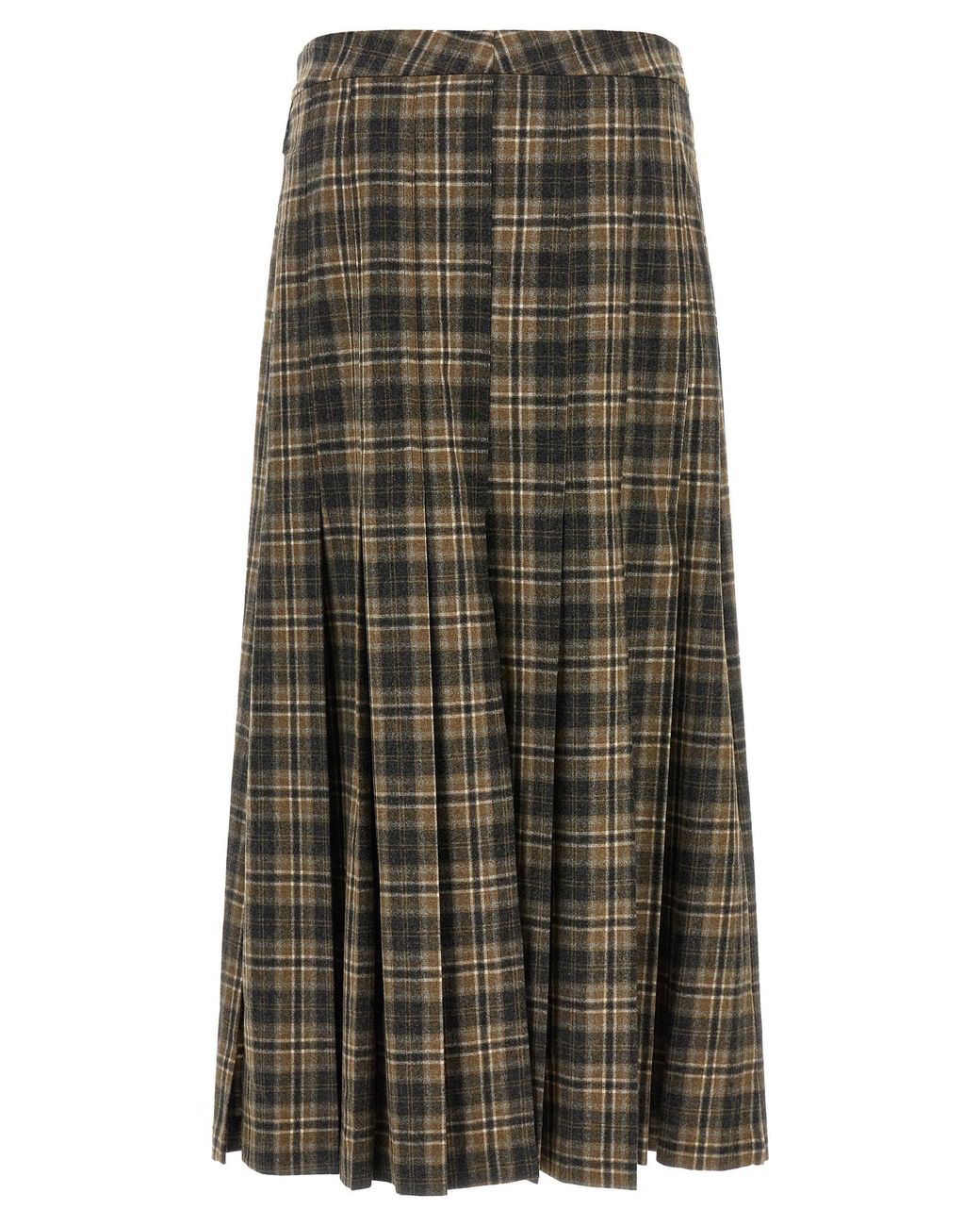 Brunello Cucinelli Green Tartan Skirt