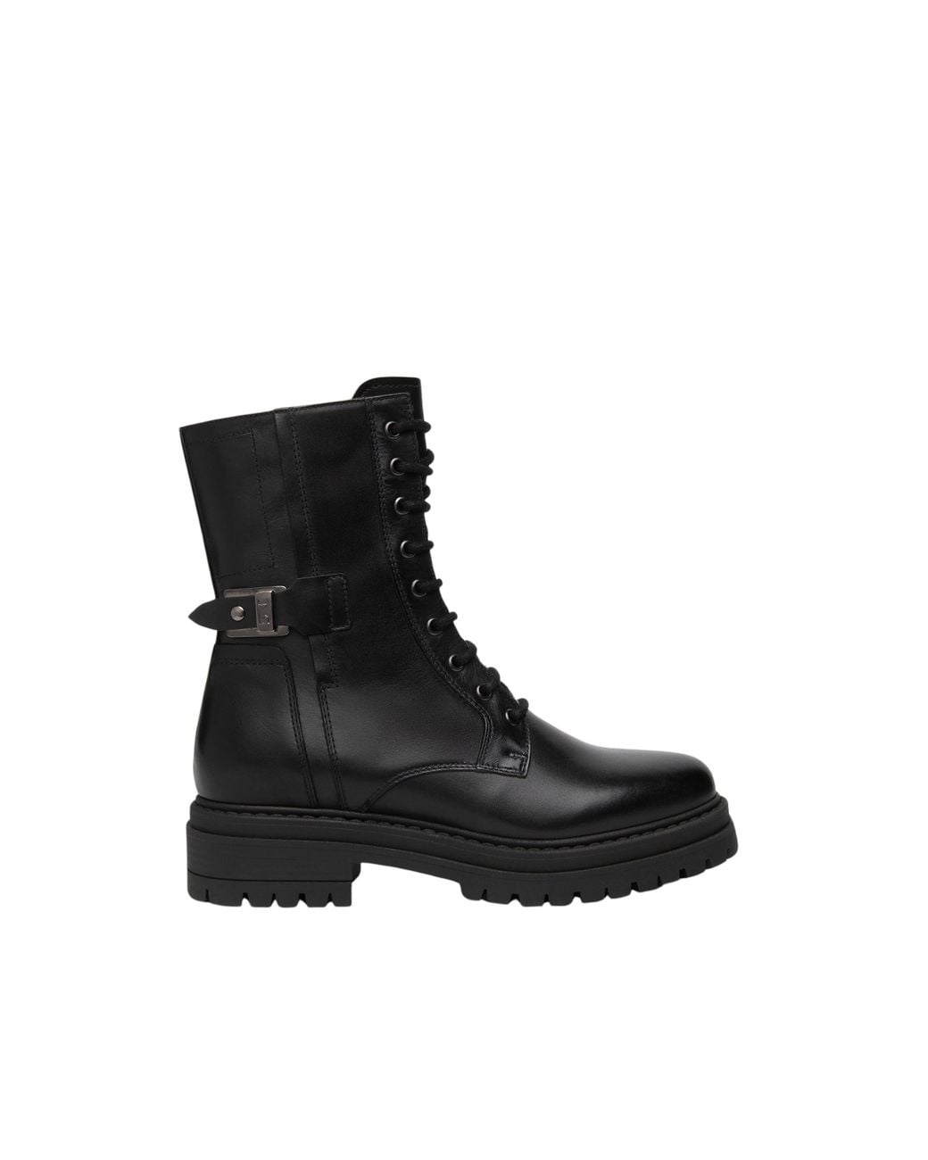 Nero Giardini Black Leather Combat Boots