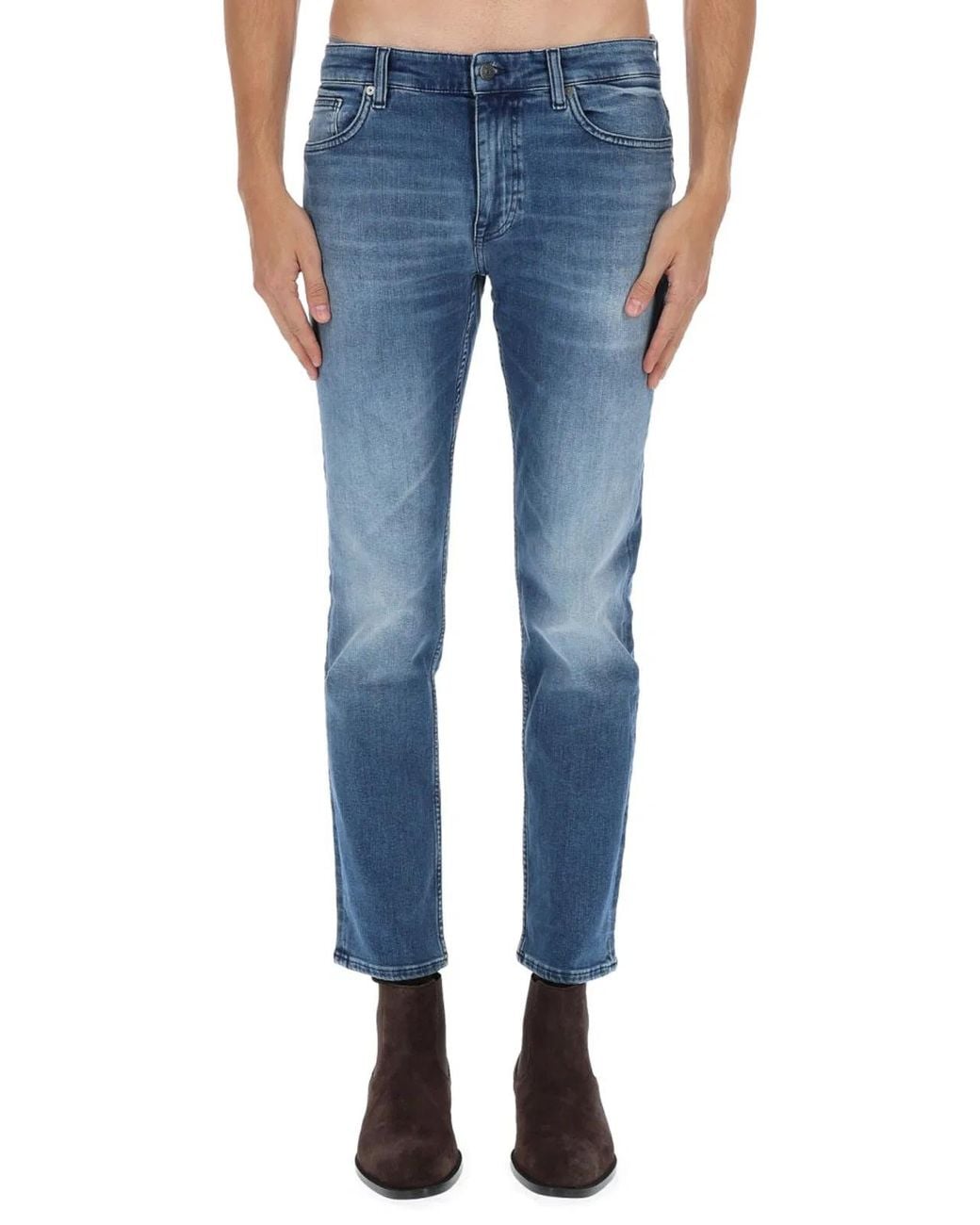 Boss Blue Cotton-Blend Jeans for men