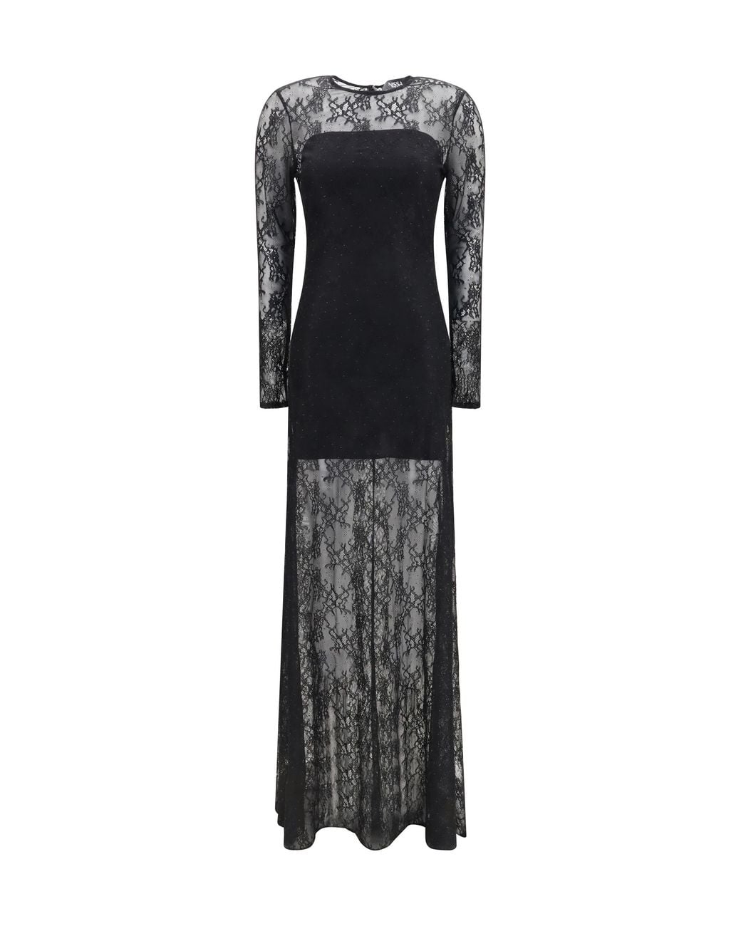 Nissa Black Long Lace Dress