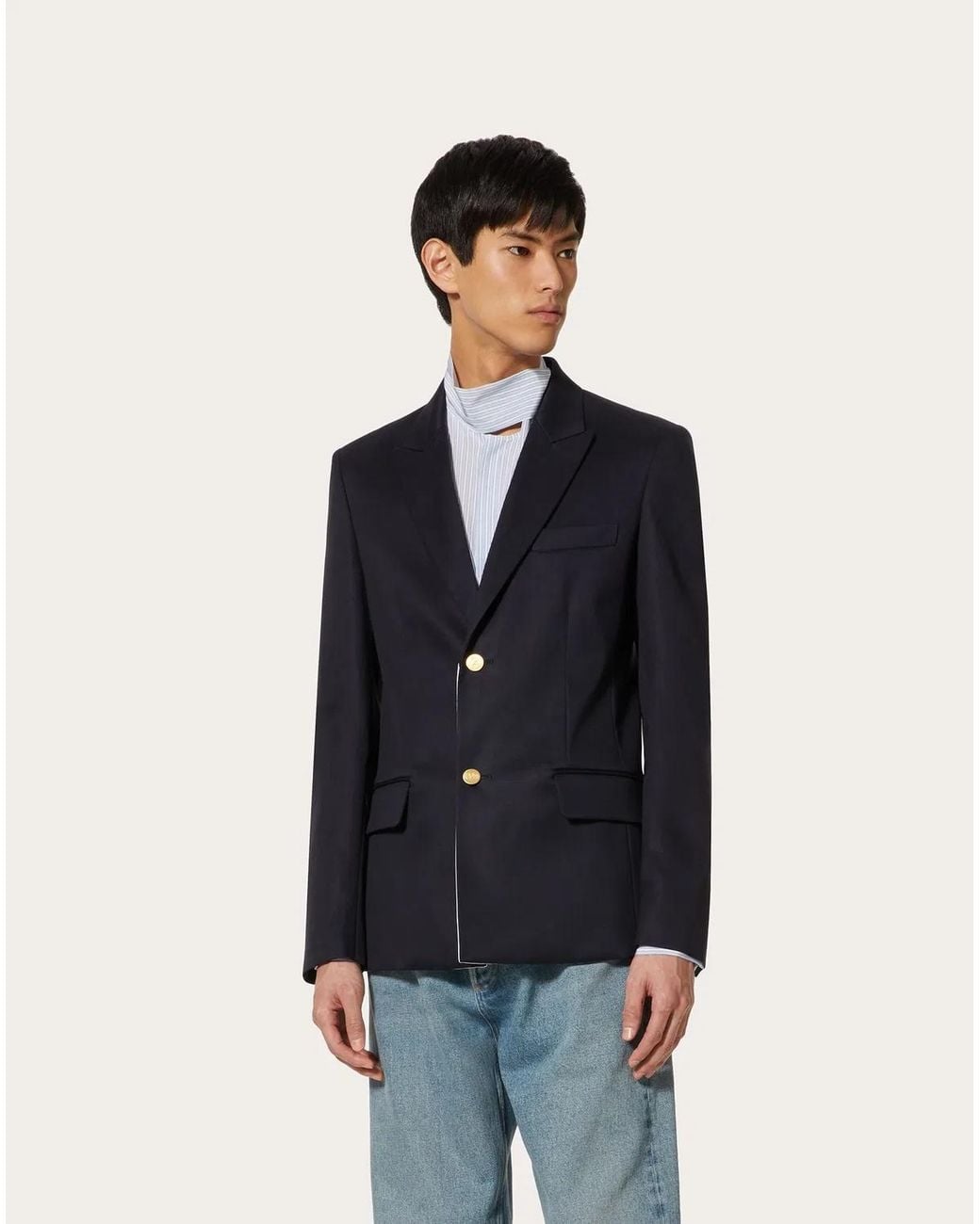 Valentino Blue Giacca M/Petto Semifoderata for men