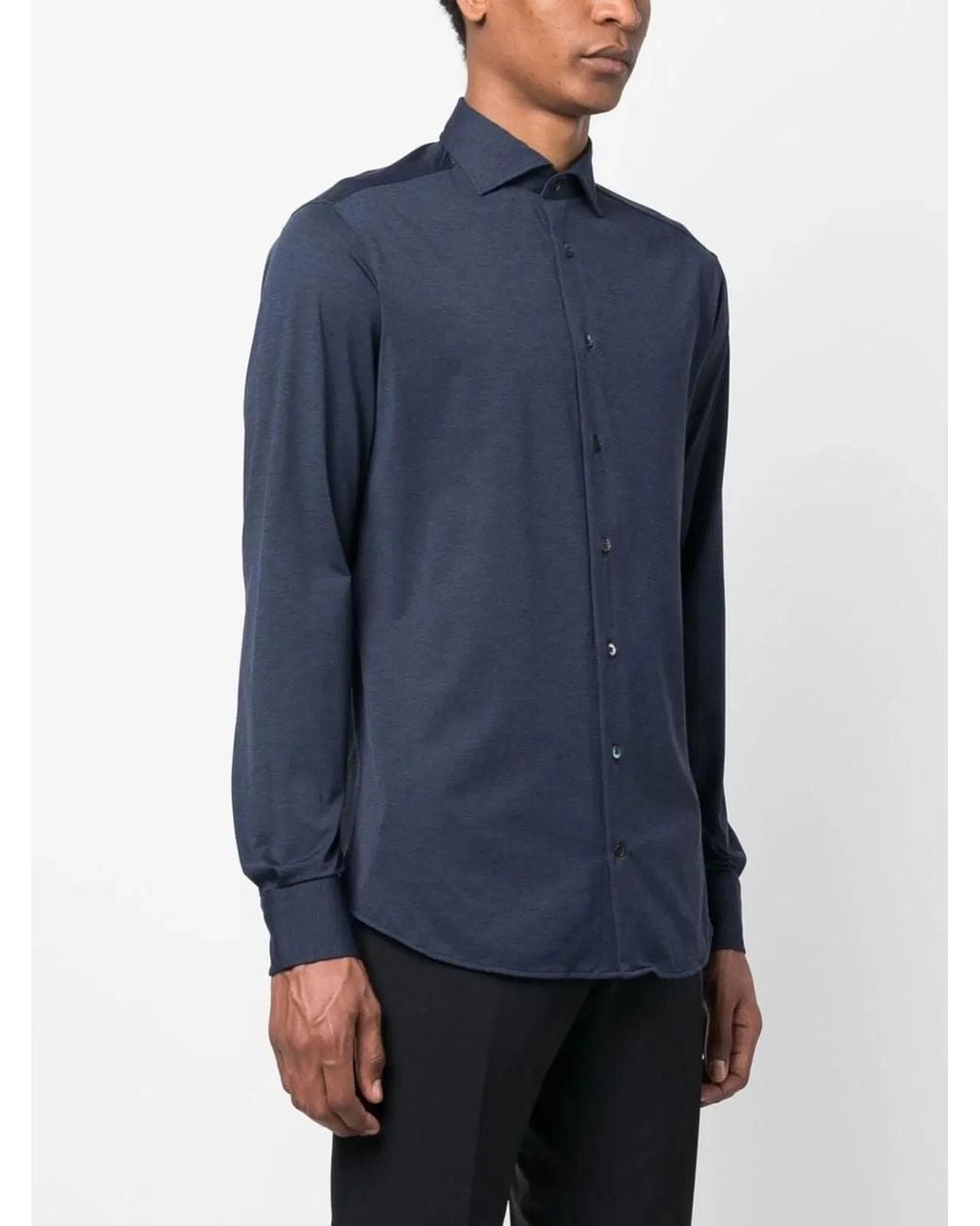Traiano Blue Rossini Radical Plain Polyamide Shirt for men