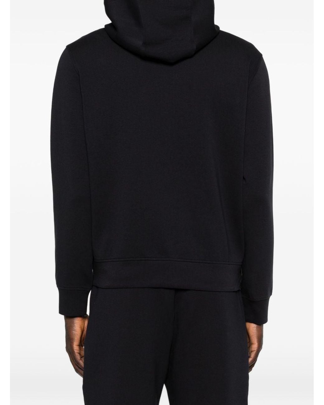 Emporio Armani Black Logo Cotton Hoodie for men