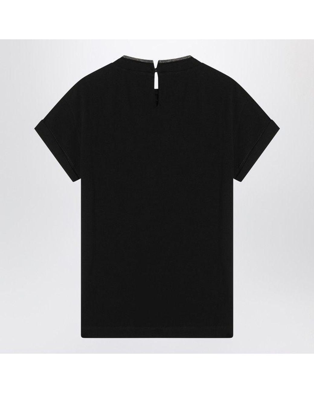 Brunello Cucinelli Black Bead-Embellished T-Shirt
