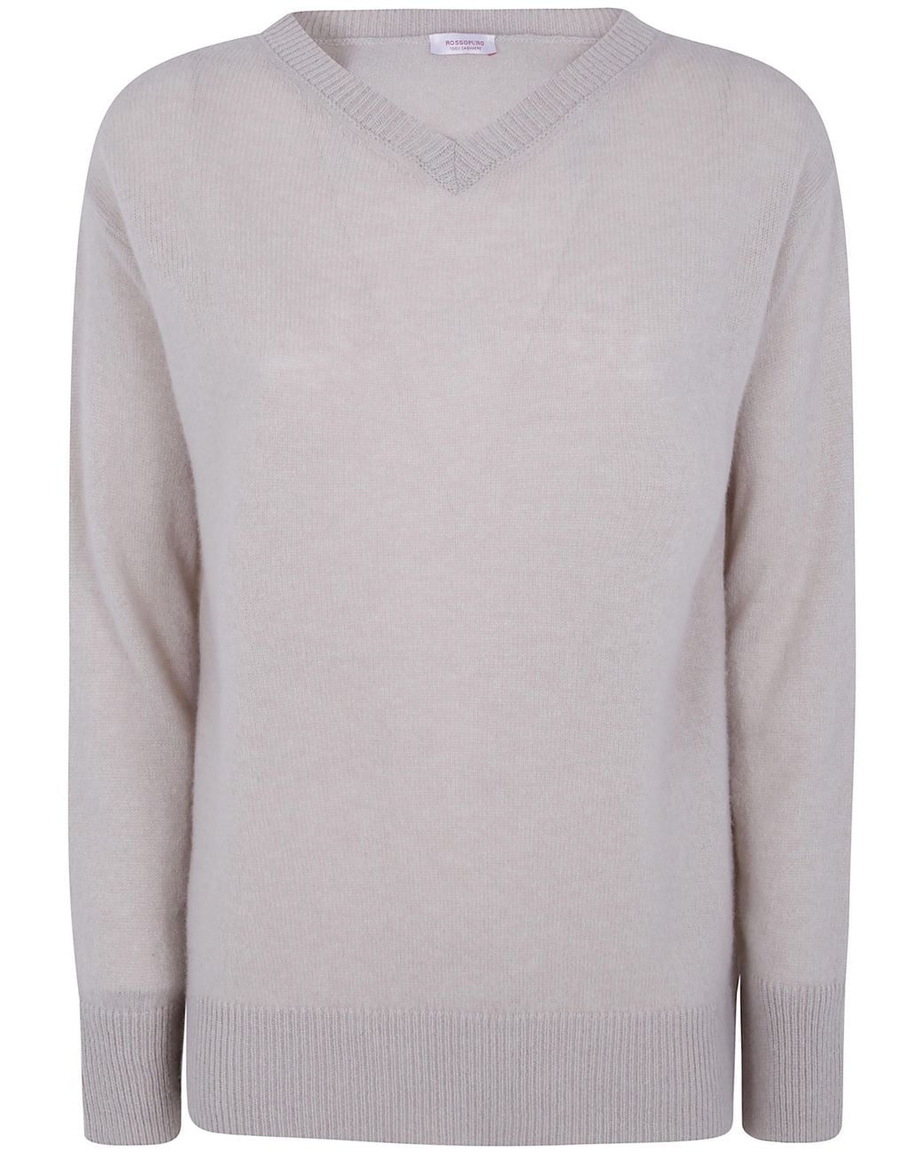 Rossopuro Gray Long Sleeved V Neck Over Sweater