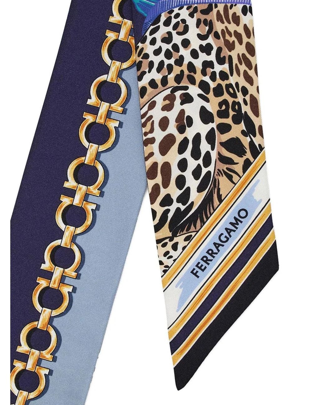Ferragamo Blue Mini Bandeau With Feline Print