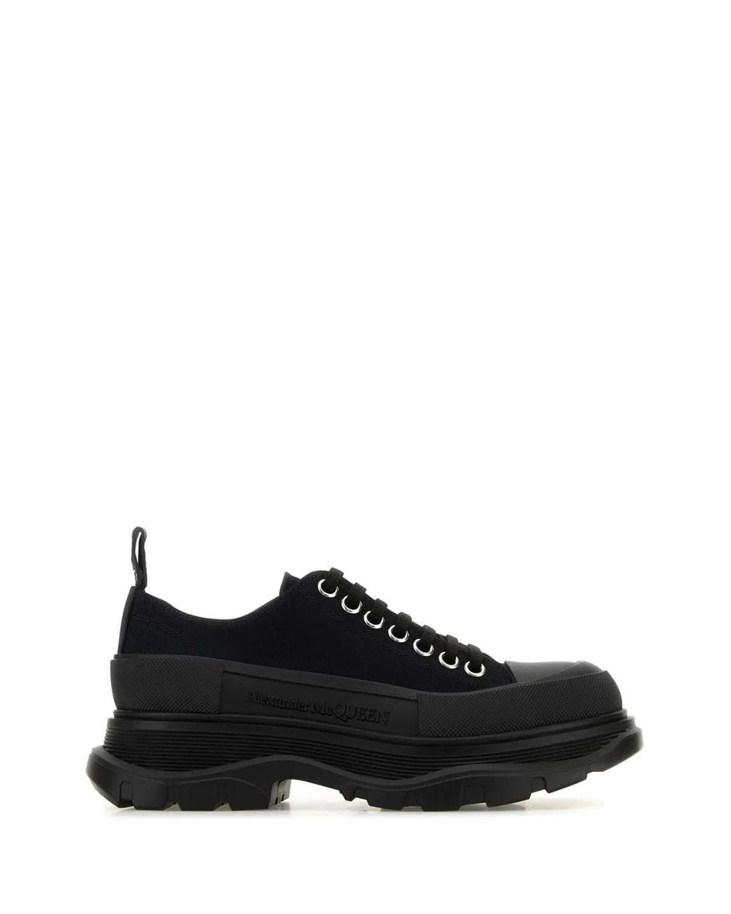 McQueen Black Canvas Tread Slick Sneakers