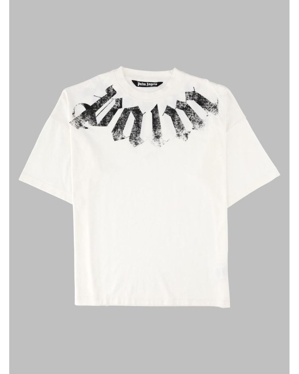 Palm Angels Gray Graphic Print Cotton T-Shirt for men