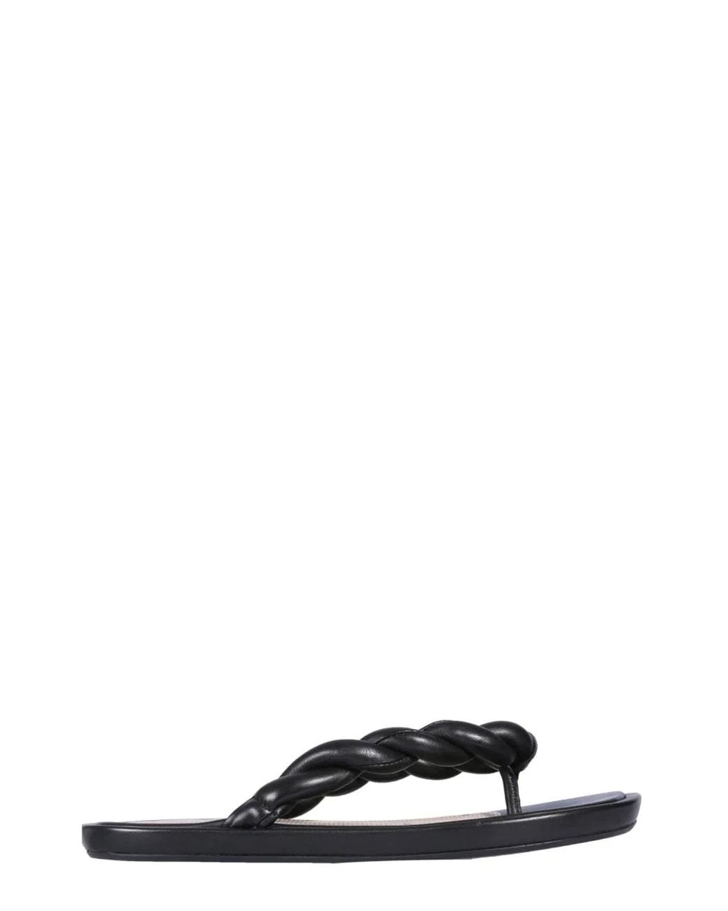Red(v) Black (V) Leather Slide Sandals