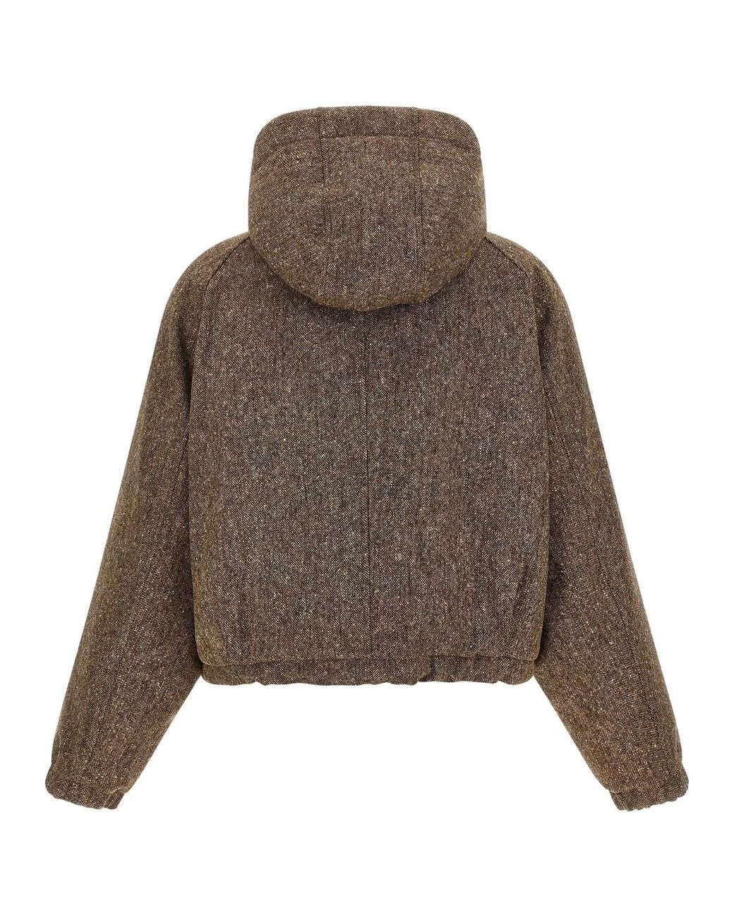 Brunello Cucinelli Brown Donegal Tweed Down Jacket