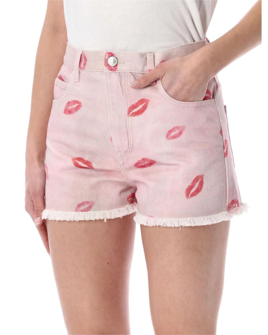 Isabel Marant Pink Isabel Marant Lesia The Kiss Denim Shorts