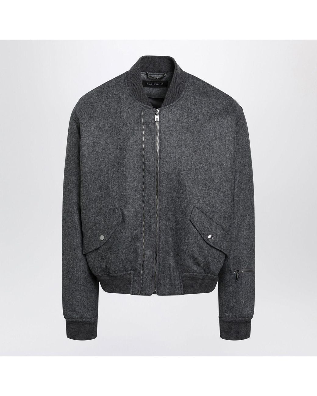 Dolce & Gabbana Gray Dolce & Gabbana Mélange Zipup Bomber Jacket for men