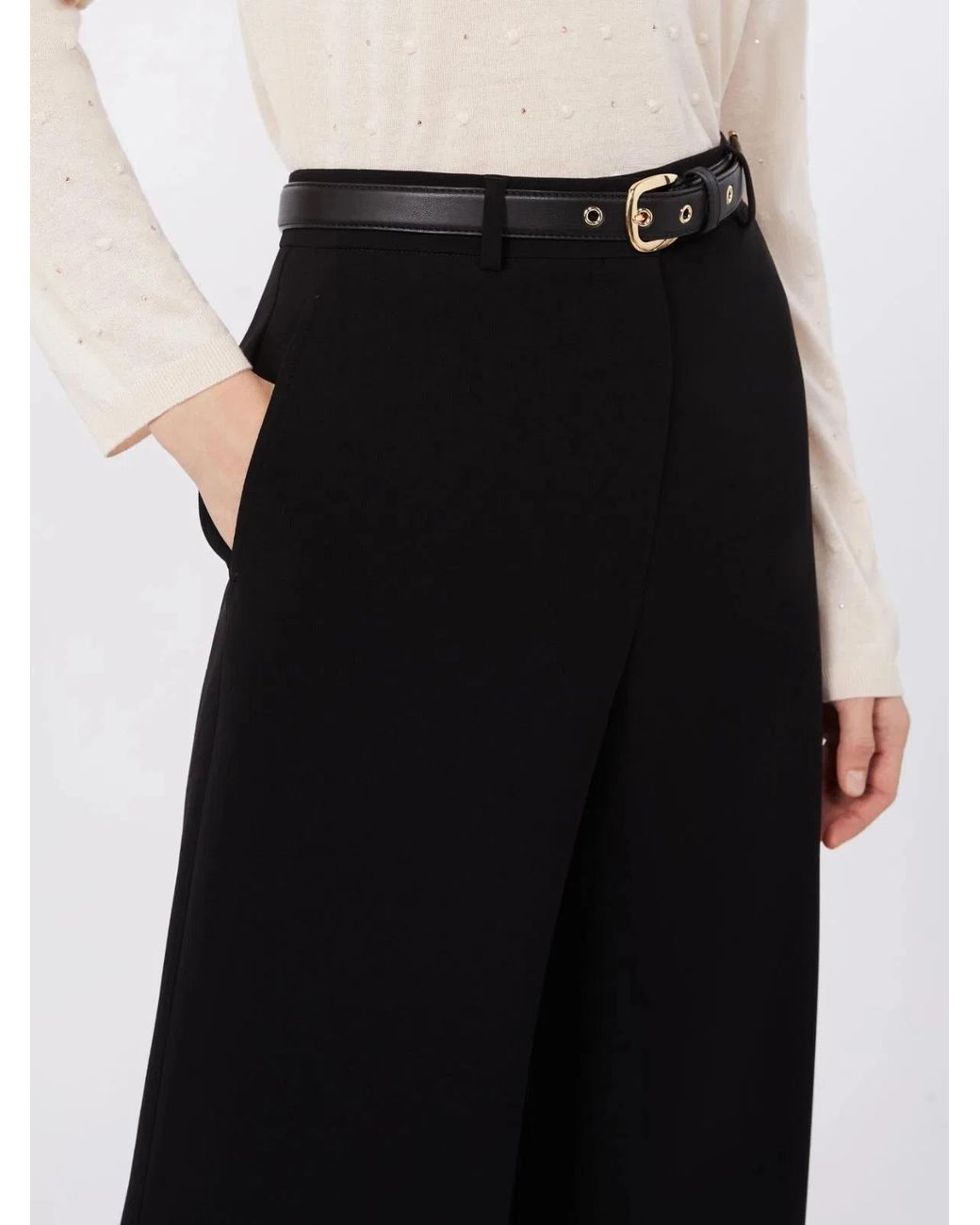 Max Mara Black Mstamico – Wide-Leg Palazzo Trousers With Belt