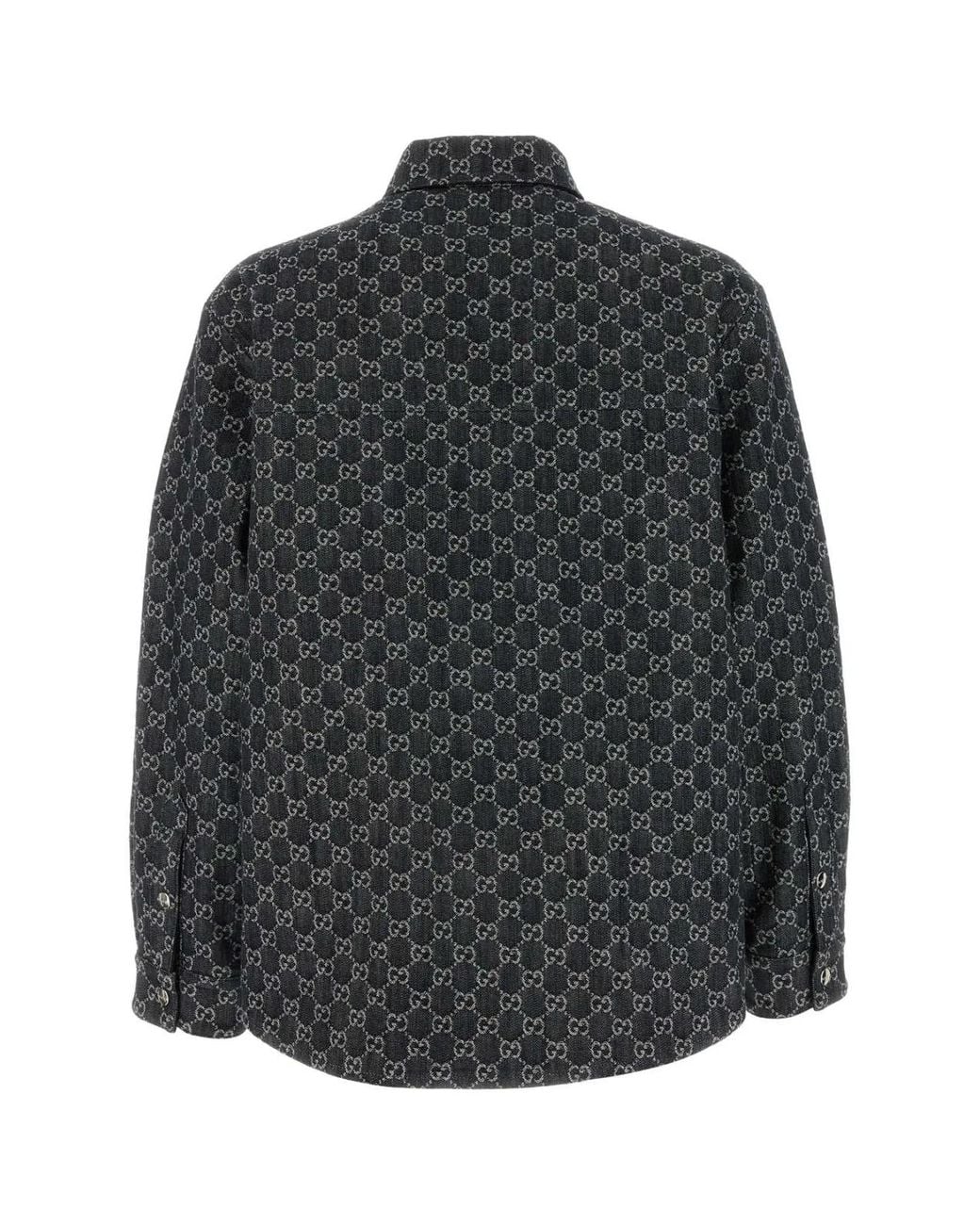 Gucci Black Embrodiered Denim Reversible Shirt for men