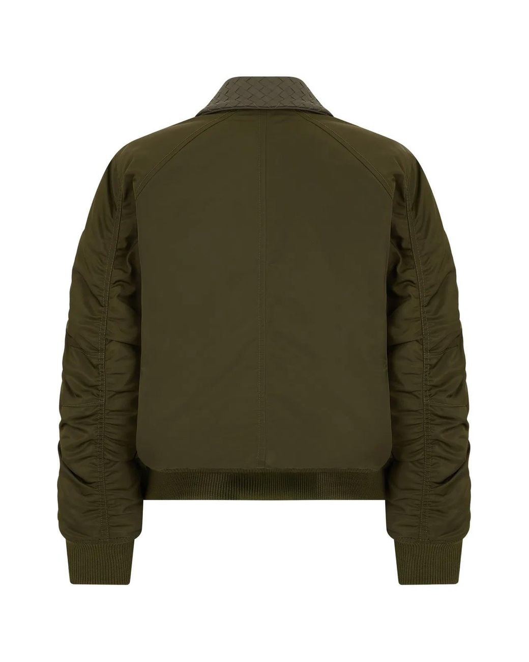 Bottega Veneta Green Bomber Jacket With Woven Leather Inserts