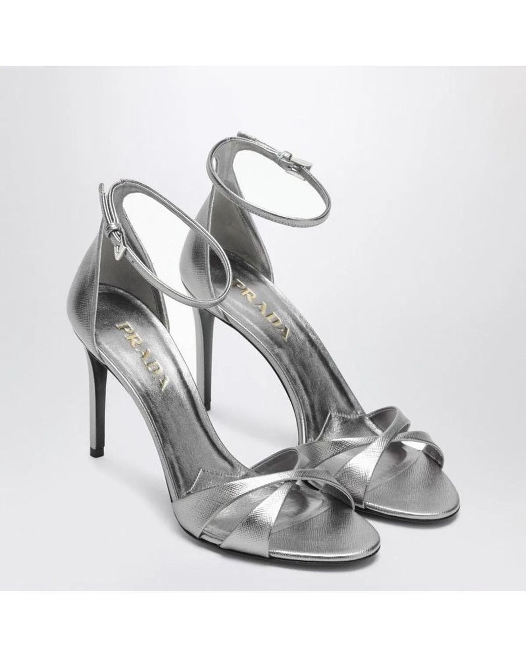 Prada Metallic Heeled Sandals