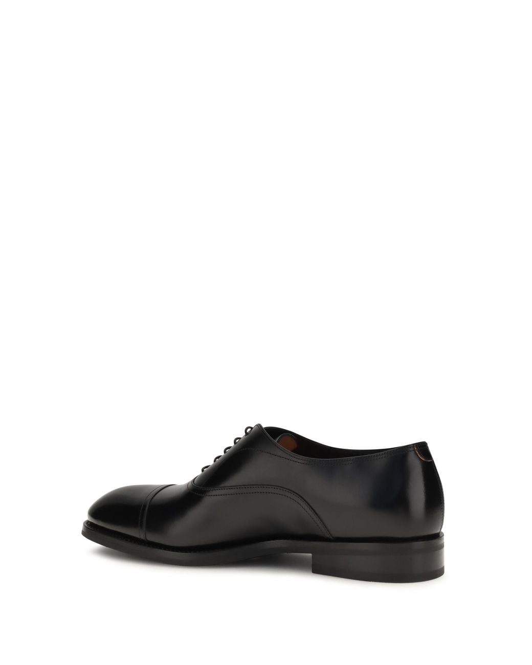 Santoni Black Leather Lace-Up Shoes for men