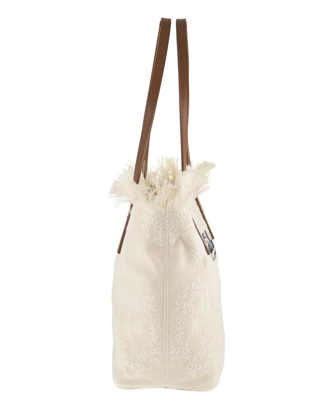 Mc2 Saint Barth Natural City Sangallo Shopper Bag With Embroidered Logo