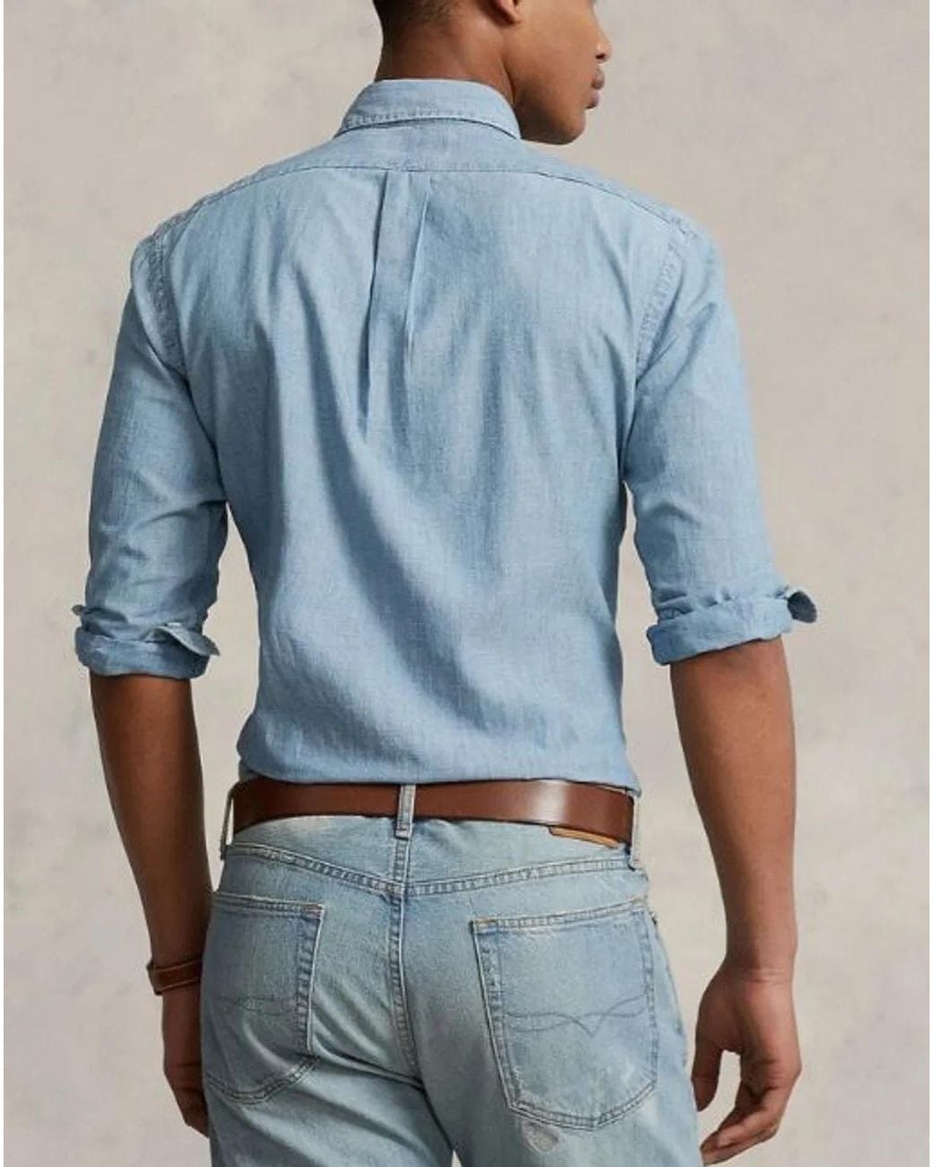 Ralph Lauren Blue Light Button Fastening Shirt for men