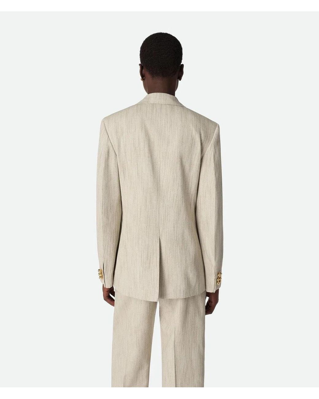 Bottega Veneta White Double-Breasted Viscose And Silk Jacket
