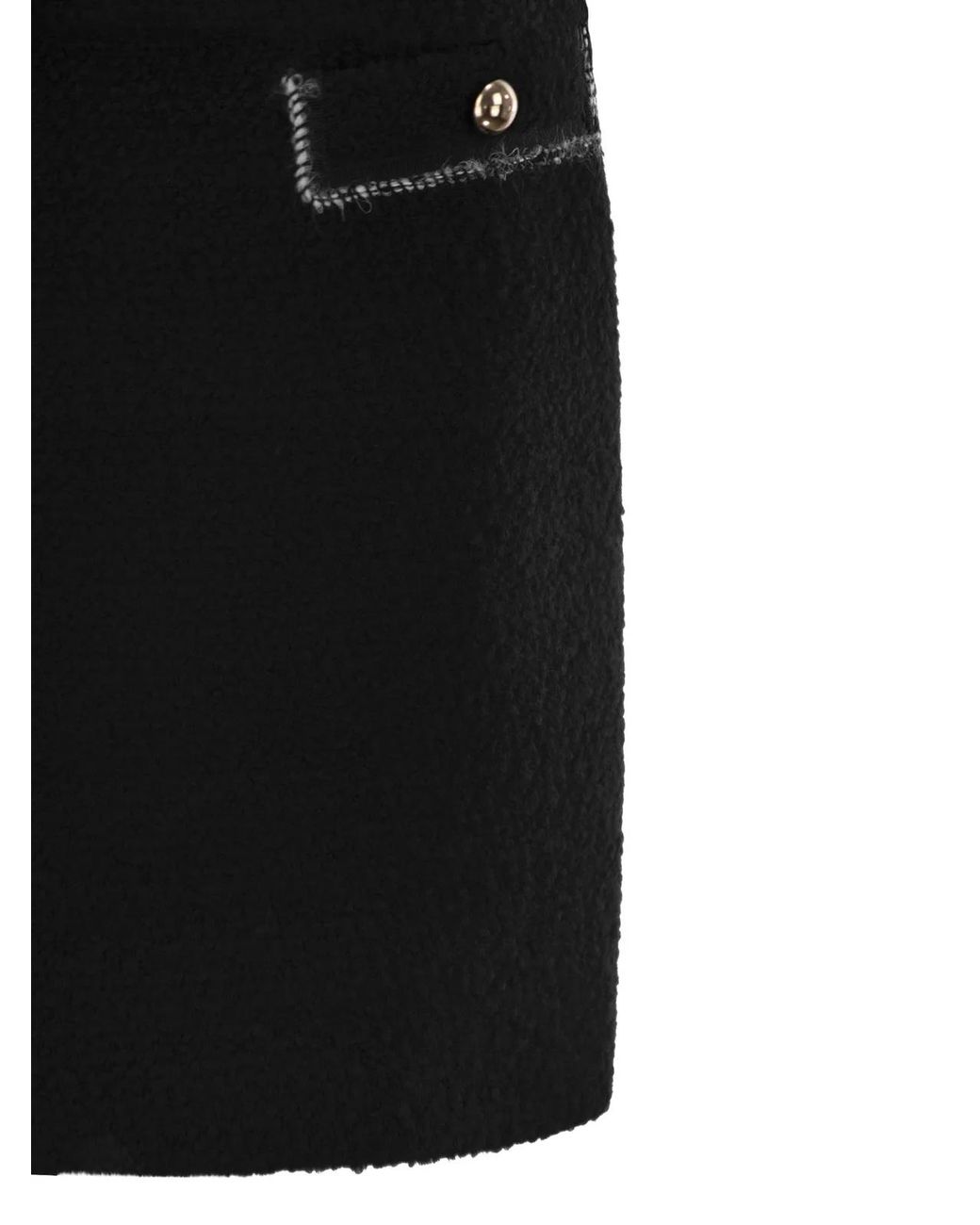 Fay Black Wool Short Skirt