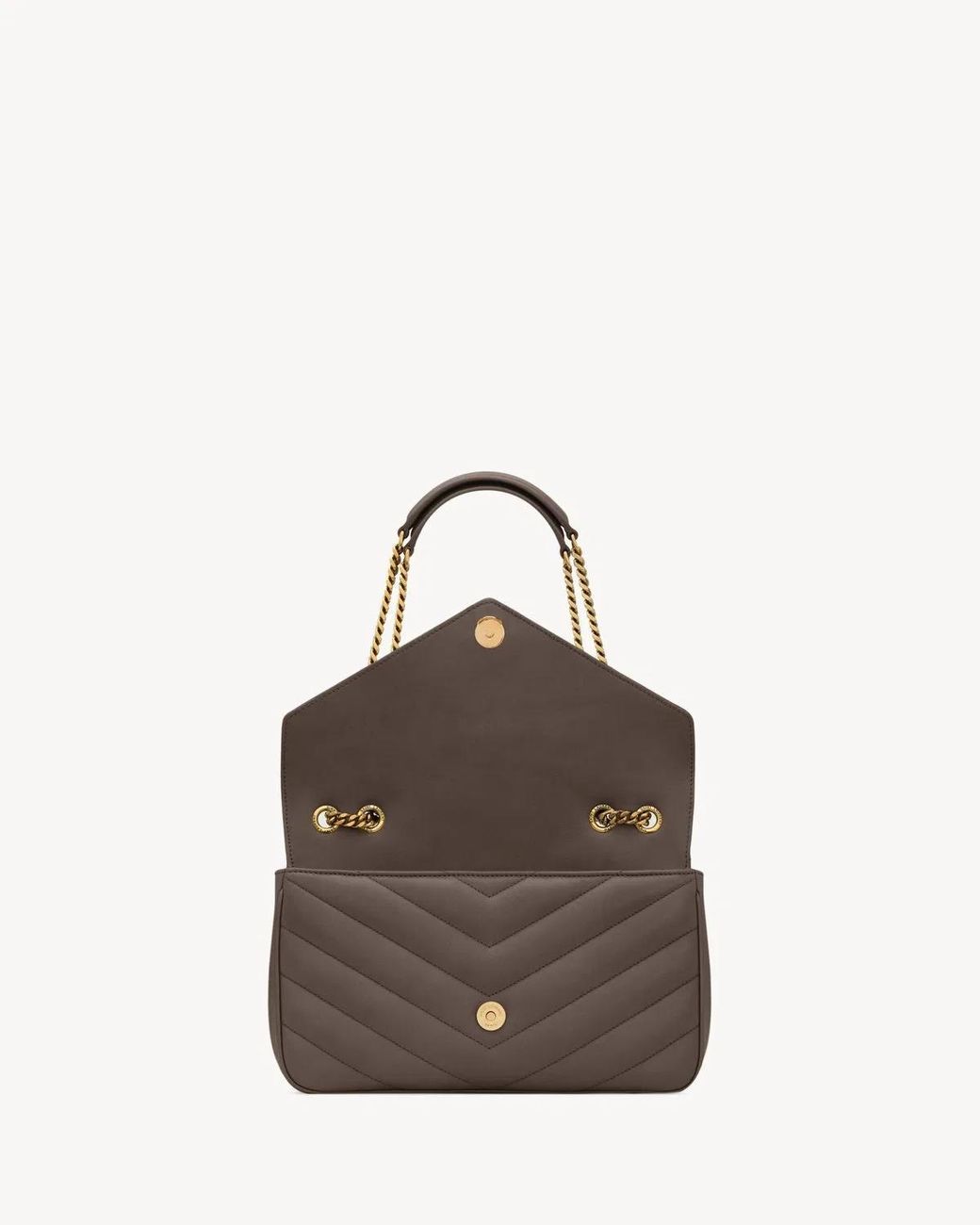 Saint Laurent Natural Dark Leather Medium Loulou Shoulder Bag