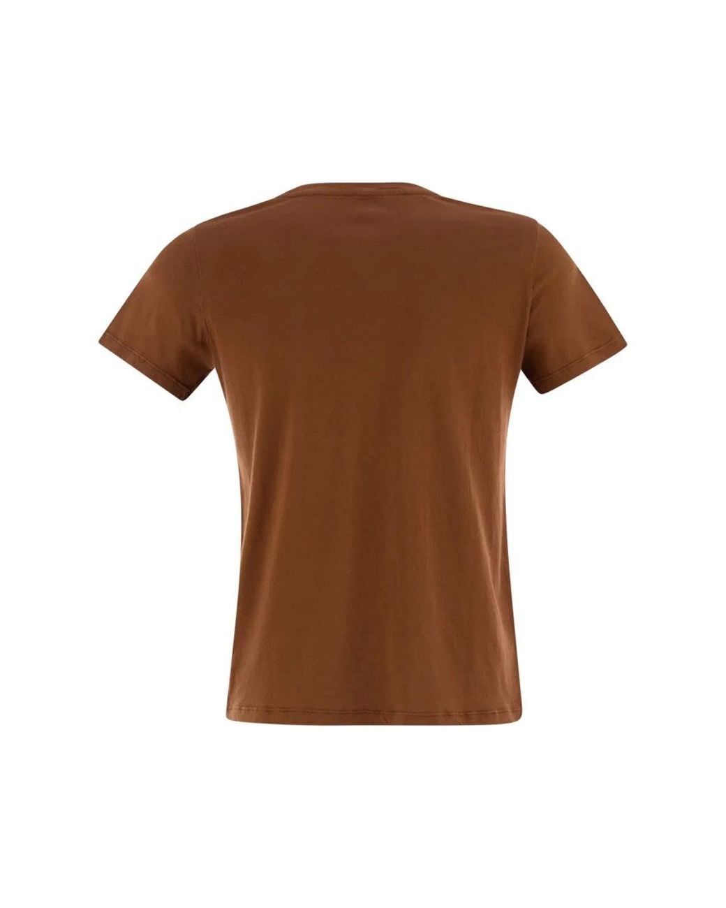 Majestic Brown Crew-Neck Short-Sleeved Cotton T-Shirt