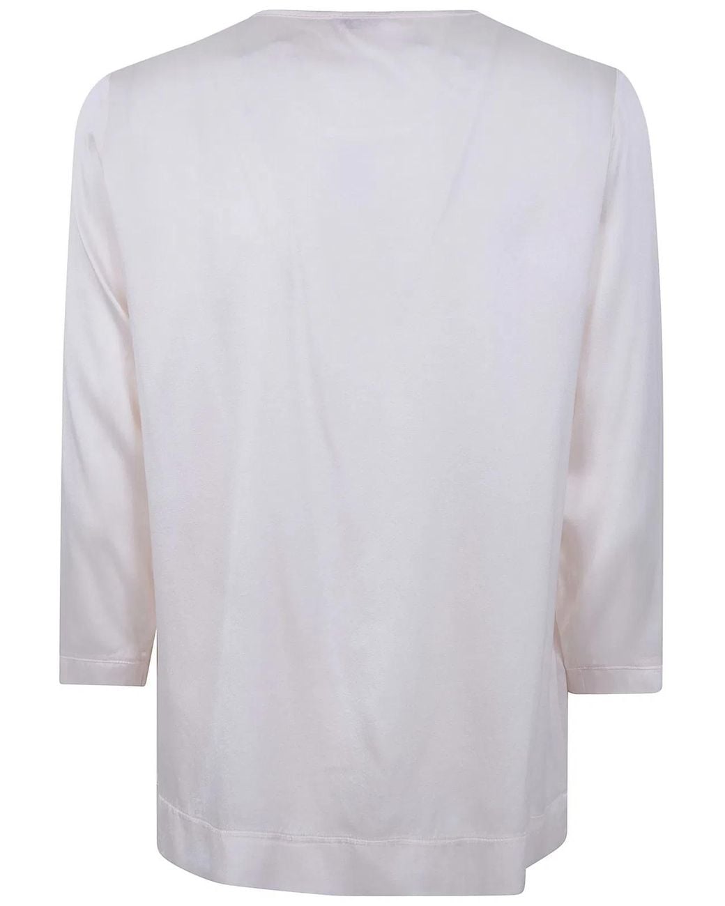 Rossopuro White 3/4 Sleeve Silk Blouse