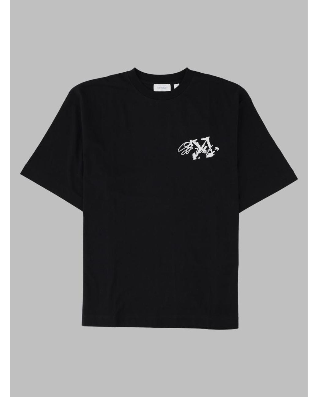 Off-White c/o Virgil Abloh Black Graphic Printed Cotton T-Shirt for men