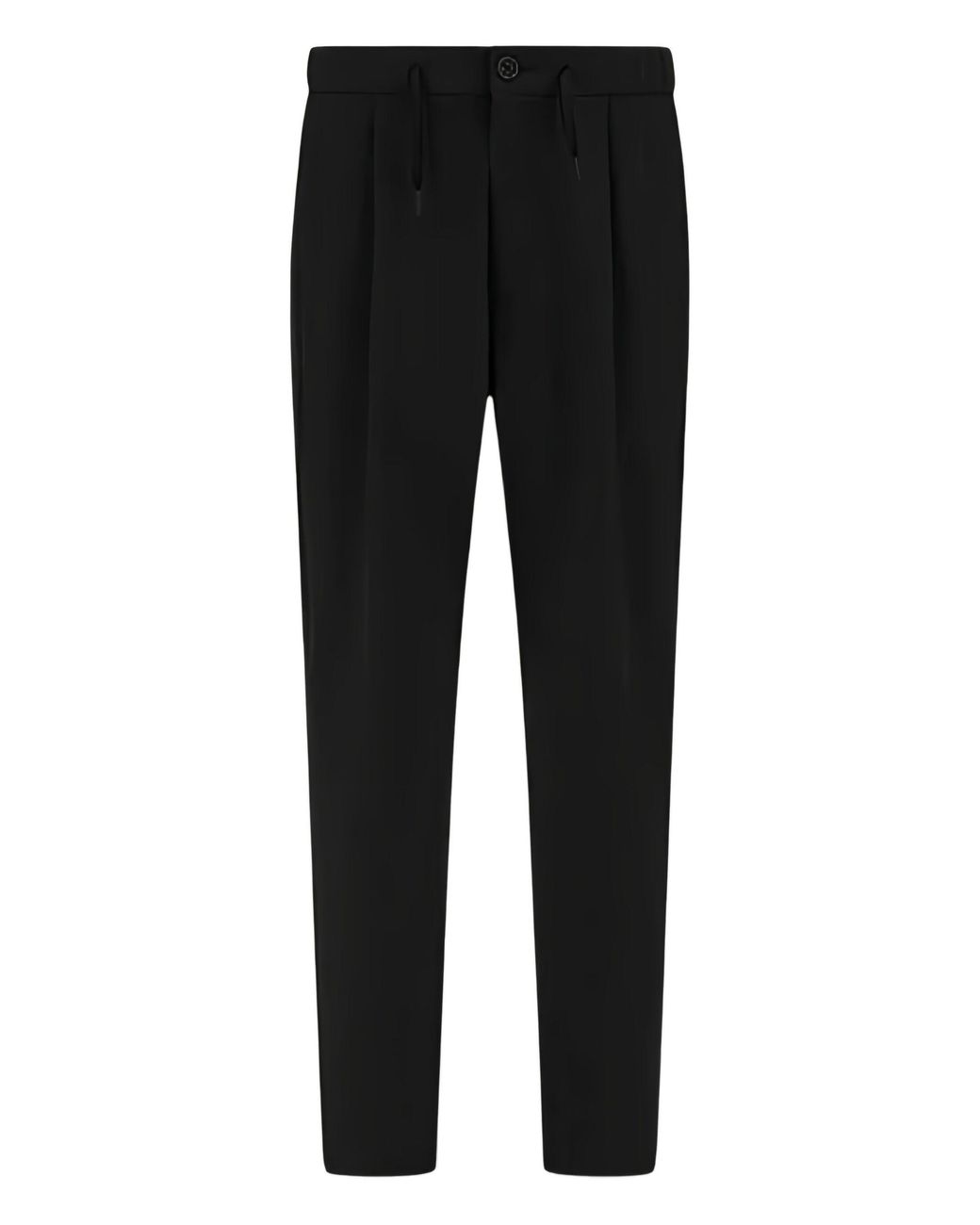 Herno Black Pleat-Detail Tailored Trousers for men