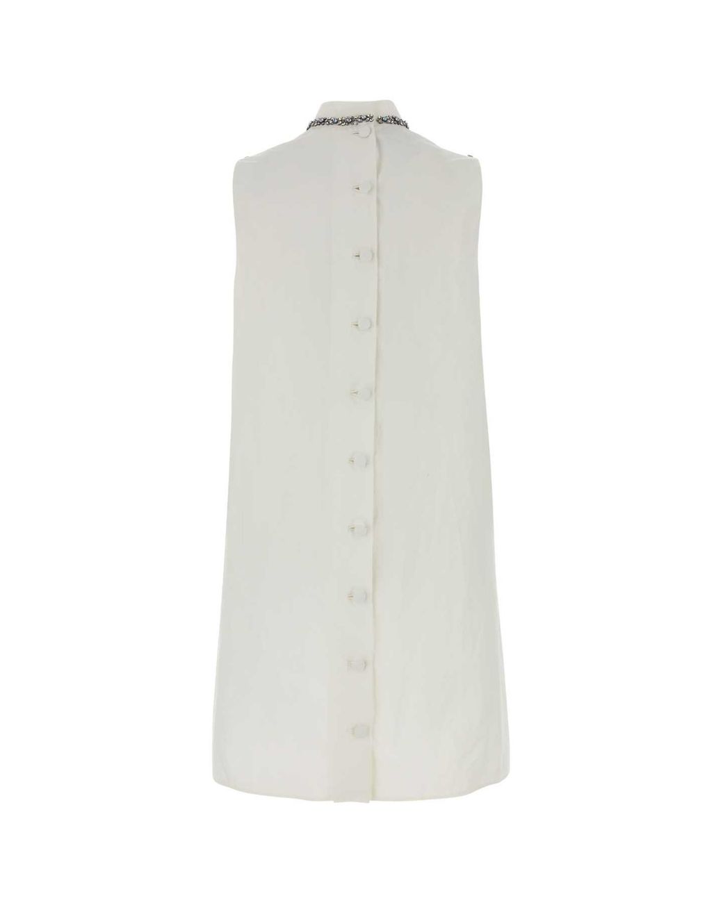 Prada White Cotton Dress With Silk Recycled Cupro Lining