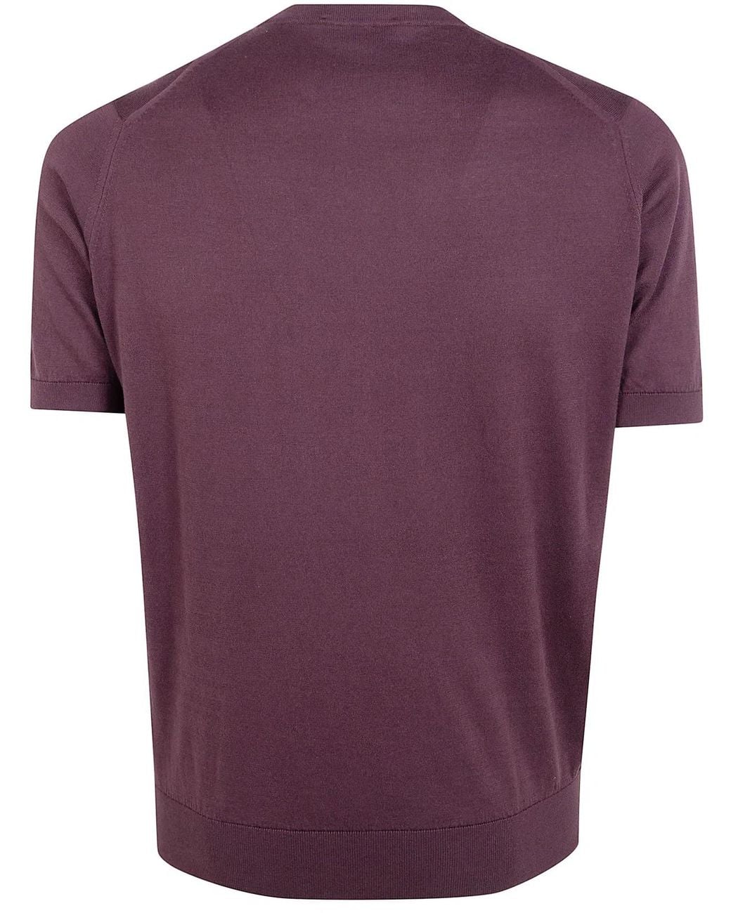 John Smedley Purple "Kempton" Crewneck Short Sleeves T-Shirt for men