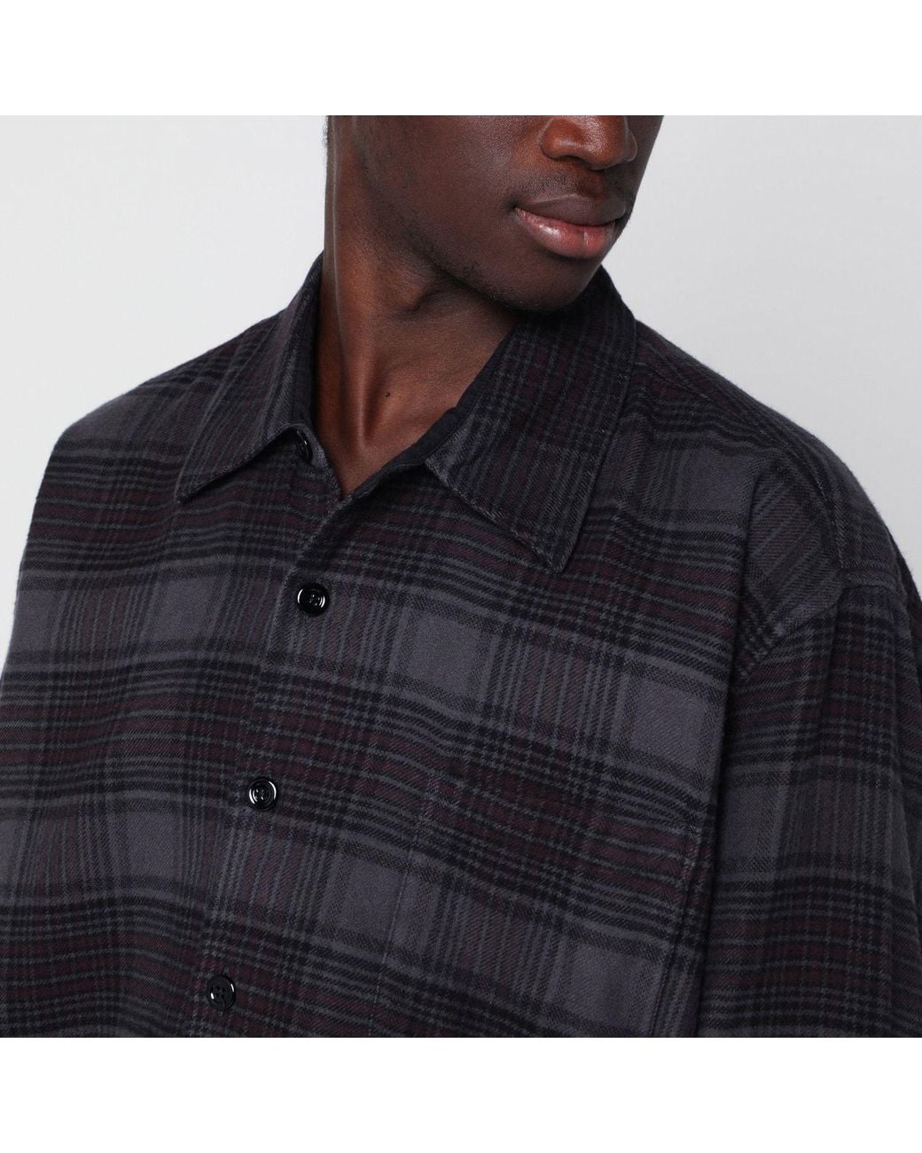 Our Legacy Black Above Checked Cotton Flannel Shirt for men