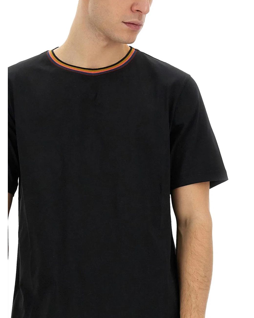 Paul Smith Black Stripes Logo Collar T-Shirt for men
