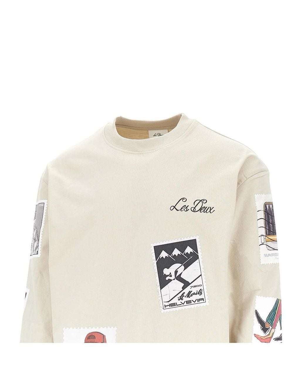 Les Deux White Printed Cotton T-Shirt for men