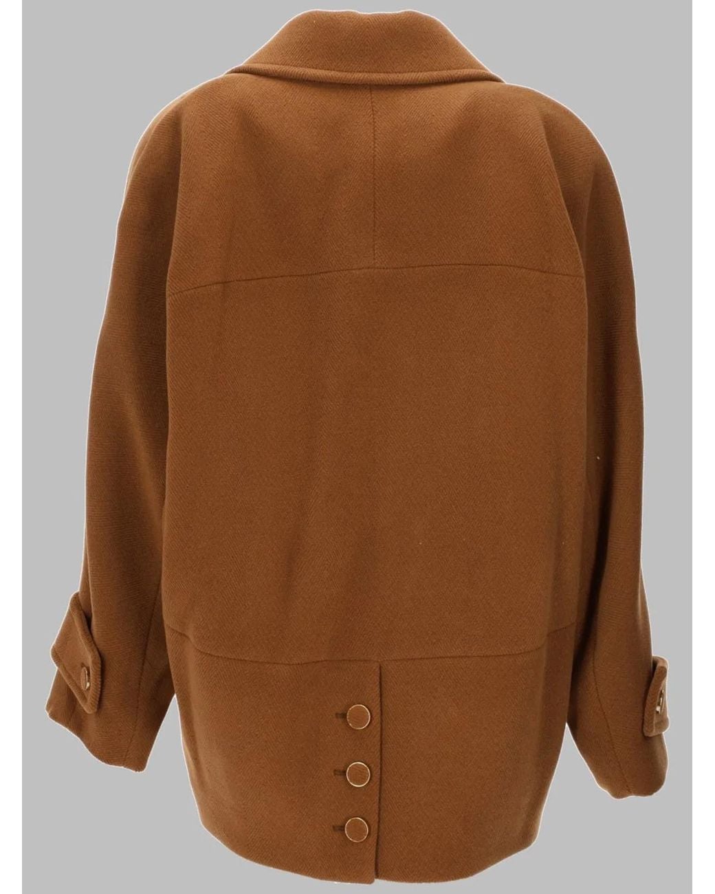 Chloé Brown Wool Double-Breasted Coat