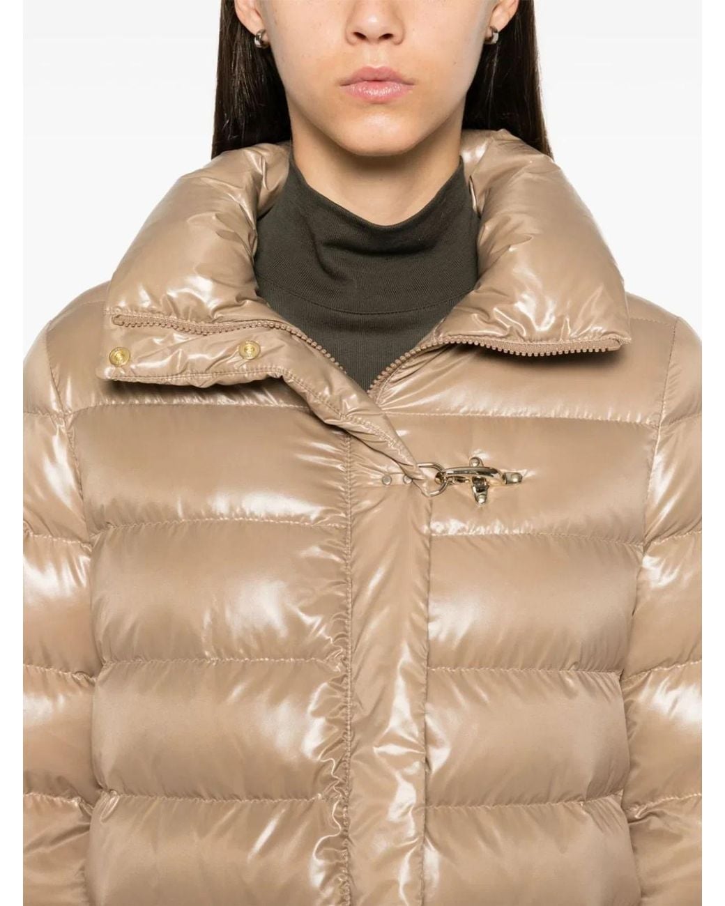 Fay Natural Glossy Quilted Down Jacket