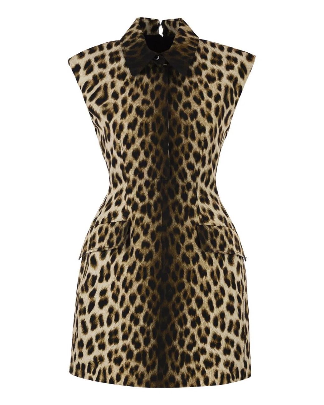 Max Mara Black Spxlonza – Cotton Mini Dress With Animal Print