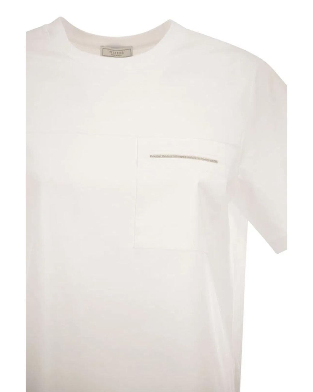 Peserico White Stretch Cotton T-Shirt With Pocket